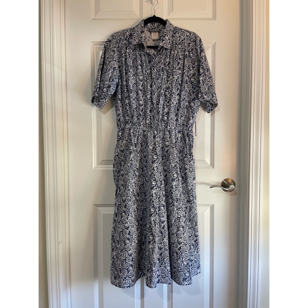 Items Vintage Midi Dress blue floral cottagecore retro SUPER RARE FIND